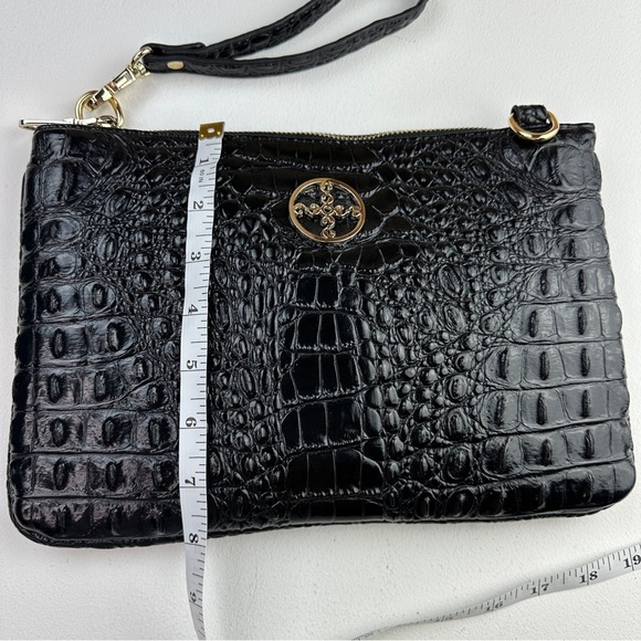 Stauer Sloane Crocodile-Embossed Clutch Black Wristlet Crossbody NWOT - Picture 10 of 13